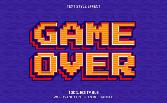 Editable Text Effect, Video Game, Game Over Text Style