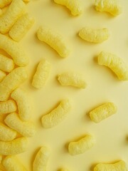 Yellow corn sticks on a yellow background.