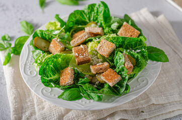 Fresh salad with croutons