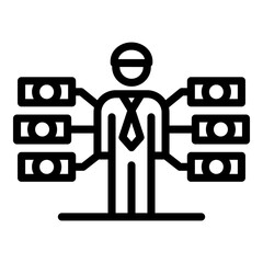 Broker money scheme icon. Outline broker money scheme vector icon for web design isolated on white background