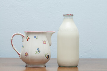 bottle of milk and a jug