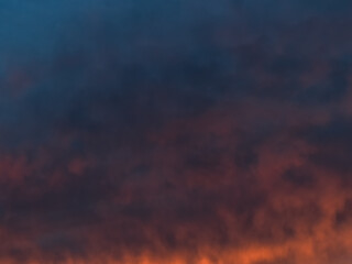 Dark gradient of the evening sky. Colorful cloudy sky at sunset. Sky texture, abstract nature background