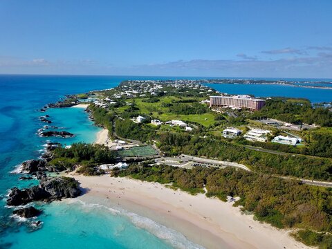 The Drone Aerial View Of Southampton, Bermuda Island.