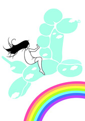 風船でできた馬に乗る少女