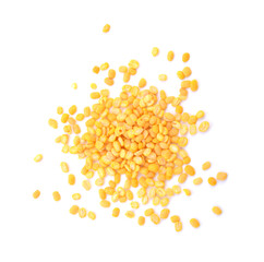 Yellow bean chickpeas fried baked salt and seasoning crispy for nack / Giant corn isolated on white...