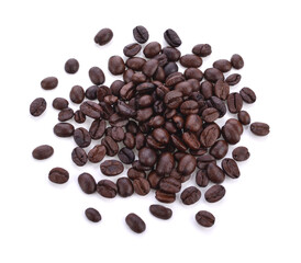 Coffee beans isolated on white background close up