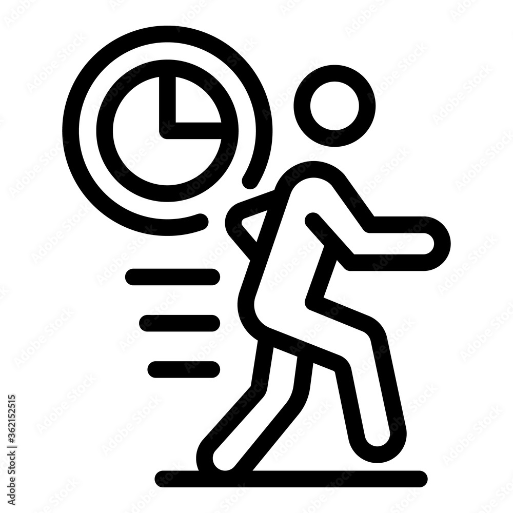 Poster running on time icon. outline running on time vector icon for web design isolated on white backgroun