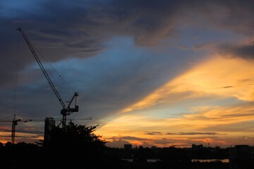 Construction site in the evening