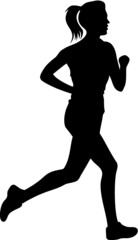 Running, jogging woman silhouette
