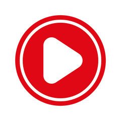 Play button vector icon, sign, logo. Abstract creative symbol start video red color on the white background.