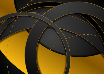 Black and bronze circle rings abstract tech vector background