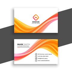 stylish wavy white business card template design