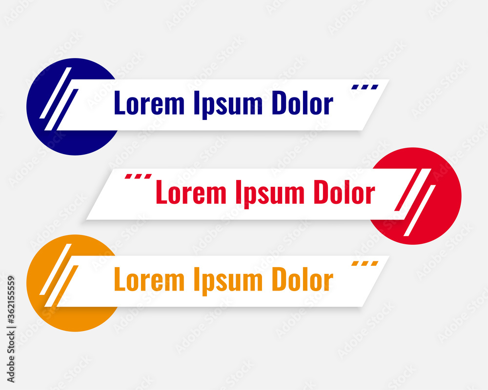 Canvas Prints lower third banners set in three colors