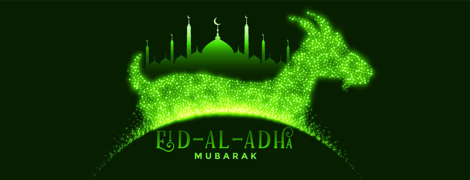 Lovely Green Islamic Eid Al Adha Mubarak Banner Design