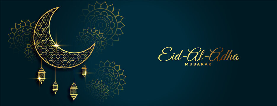 traditional eid al adha festival golden banner design