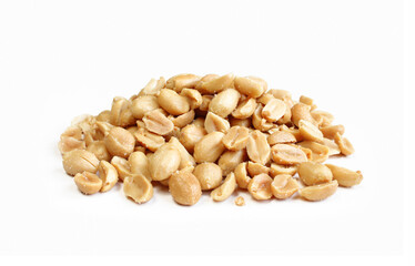 Fried and Salted peanuts isolated on white background