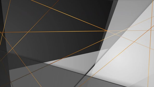 Grey and black corporate abstract motion background with golden lines. Seamless looping. Video animation Ultra HD 4K 3840x2160