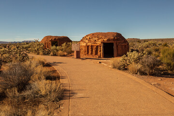 Sample homes of native American tribes, exposition in the Grand Canyon National Park, Eagle point...