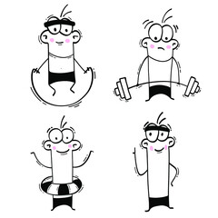 set of funny cartoon characters