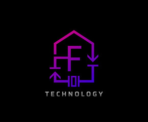 Electric House F Letter Icon Design With Electrical Engineering Component Symbol. Electrical House Service.