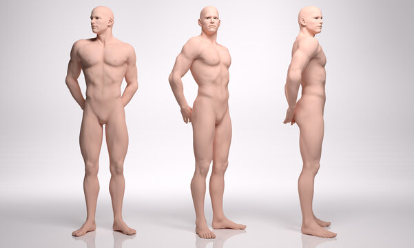 3D Render : silicone texture mannequin of  male character standing on the floor