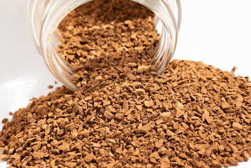 still life with instant coffee, close-up, instant coffee sprinkled