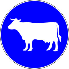 Cattle on road road sign