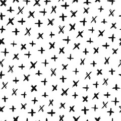 seamless pattern created from hand drawn crosses on white background. Good for textile and fabric prints, wrapping paper, scrapbooking, stationery, etc. 