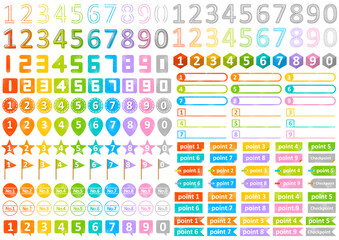 グランジ入りのカラフルな数字アイコンセット