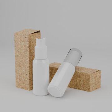 3d rendered white or blank small spray bottle packaging