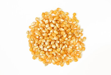Group of corn seeds isolated on white background.