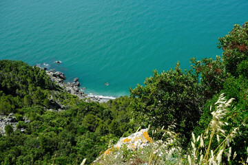 Panorama del Mar Ligure dalla frazione di Montemarcello ad Ameglia, in Liguria.