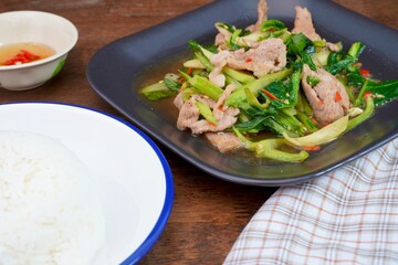 Stir Fried Kale with Lard Thai Food