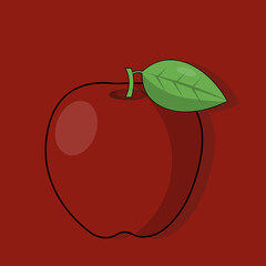 red vector apple, flat design
