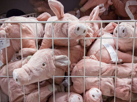  IKEA toy pigs in a lattice box 