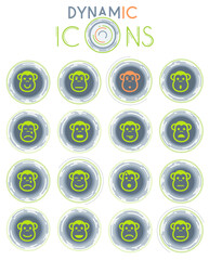 Monkey emotions dynamic icons