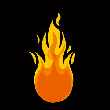 fire icon vector on black background, vector symbol