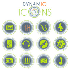 Audio and music dynamic icons