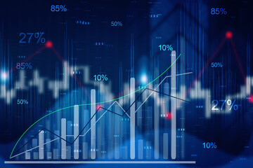 2d rendering Stock market online business concept. business Graph