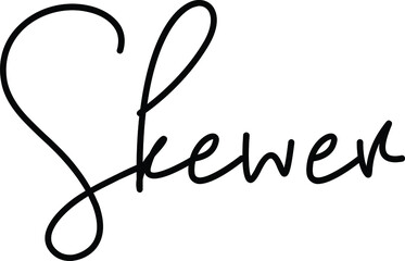 Skewer text. Only one single word. Printable graphic tee. Design doodle for print. Vector illustration.Hand drawn calligraphy style. Black and white