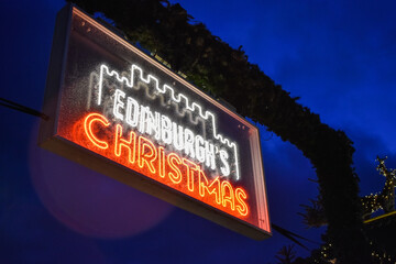 Christmas decorations in Edinburgh, UK
