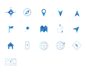 Navigation Icon Set Blue