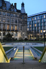 Dusk at Peace Gardens, Sheffield, UK