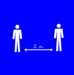 Social distancing keep a distance of 2 meters icon