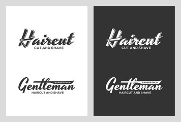 lettering design for barbershop, haircut, studio, hairstylist.