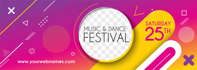 Music dance party festival banner, flyer, magazine cover & poster template, vector illustration.