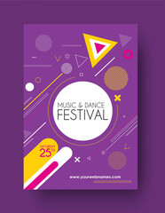 Music dance party festival banner, flyer, magazine cover & poster template, vector illustration.