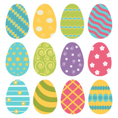 Easter eggs in flat design isolated set