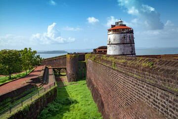 Aguada Fort - North Goa - Seventeenth-century Portuguese fort standing in Goa, India, on Sinquerim...