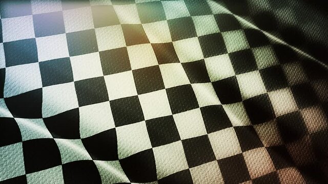 4k Checkered Race Flag Check Flag wavy silk fabric fluttering Racing Flags;seamless looped waving background.Silk cloth fluttering in wind.3D digital animation plaid Formula One car motor sport.
